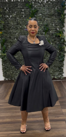 Tally Taylor 4475 black midi dress