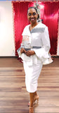 Donna Vinci 12228 white skirt suit