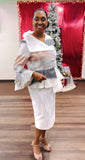 Donna Vinci 12228 white sequin skirt suit