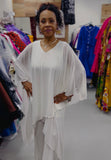 White Mesh cold shoulder Tunic Dress