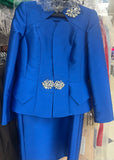 Lily & Taylor 3953 royal blue skirt suit
