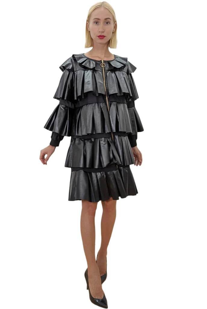 Faux Leather Tiered Dress Diva's Den Fashion, LLC Faux Leather Tiered Dress Diva's Den Fashion, LLC