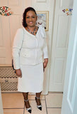 Donna VInci 13434 white knit skirt suit