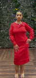 Lily & Taylor 728 red knit dress