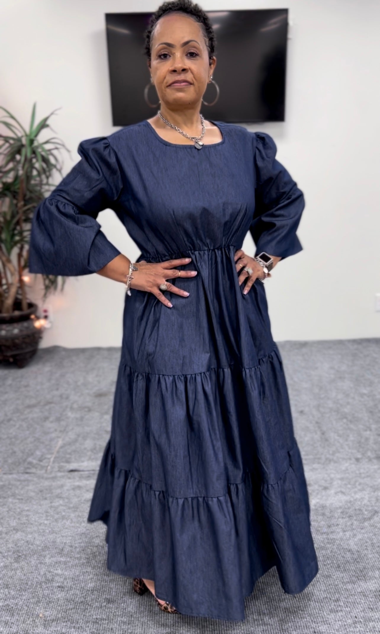 Denim Tiered Maxi Dress Denim Tiered Maxi Dress