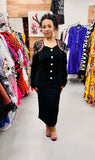 Donna Vinci 11569 black peach skin skirt suit
