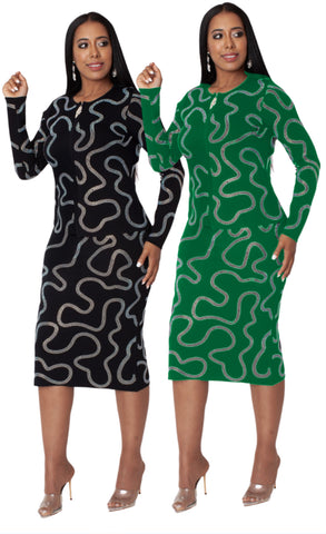 Kayla 5381 green knit skirt suit