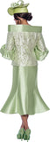 GMI 10152 green silky twill skirt suit