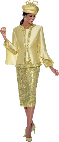 GMI 10223 yellow sequin skirt suit