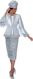 GMI 10223 white sequin skirt suit