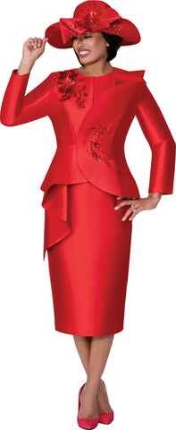 GMI 400572 red silky twill skirt suit