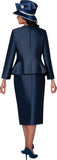 GMI 400593 navy blue silky twill skirt suit