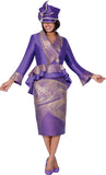 GMI 400612 purple jacquard skirt suit