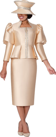 GMI 400672 champagne silky twill skirt suit
