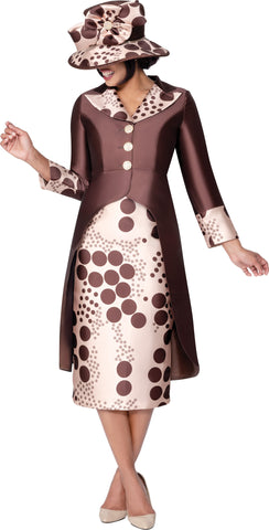 GMI 400682 brown polka dot skirt suit