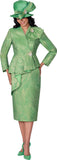 GMI 401002 emerald green jacquard skirt suit