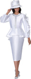 GMI 401032 silky twill white skirt suit