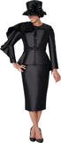 GMI 401042black silky twill skirt suit