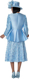 GMI 401783 applique baby blue skirt suit