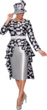 GMI 9822 silver polka dot skirt suit
