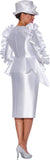 GMI 9862 white ruffle sleeve skirt suit