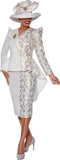 GMI 9912 white puff sleeve skirt suit