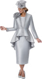 GMI 401993 Silver high low skirt suit