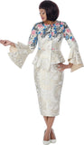 GMI 402052 champagne gold jacquard skirt suit