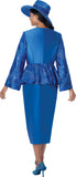 GMI 402062 royal blue sequin skirt suit