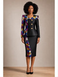 GMI 402152 black multi skirt suit