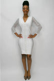White Studded Stretch Dress