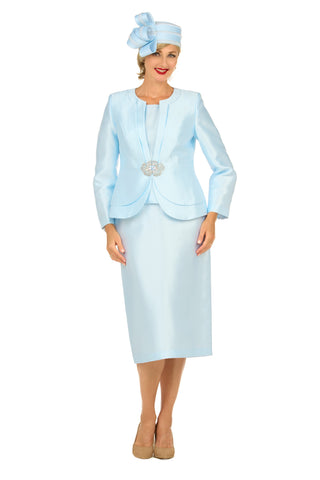 Giovanna 0980 ice blue skirt suit