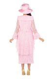 Giovanna D1627 pink lace skirt suit
