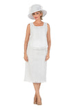 Giovanna D1627 white lace skirt suit