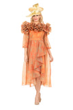 Giovanna D1685 orange mesh midi dress