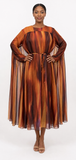 Giovanna D1718 burnt orange cape dress