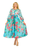 Giovanna D7222 lake blue chiffon maxi dress