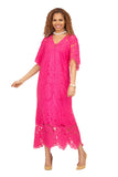 Giovanna 2419 fuchsia lace maxi dress