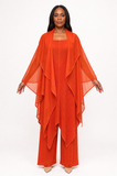 Giovanna DP2461 orange pleated pant suit