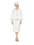 Giovanna G1158 off white lantern sleeve skirt suit