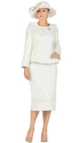 Giovanna G1162 off white brocade skirt suit