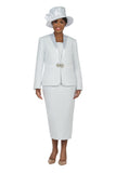 Giovanna 1164 white brocade skirt suit