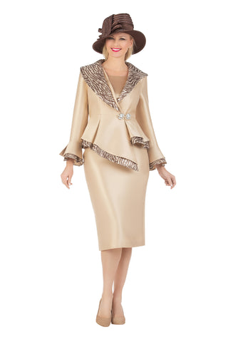 Giovanna G1203 champagne bell sleeve skirt suit