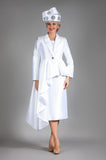 Giovanna G1306 white cascade skirt suit