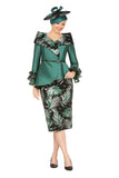 Giovanna G1312 hunter green jacquard skirt suit