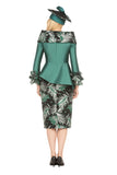 Giovanna G1312 green skirt suit