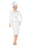 Giovanna G1316 white silky twill skirt suit