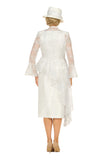 Giovanna G1317 metallic off white lace skirt suit