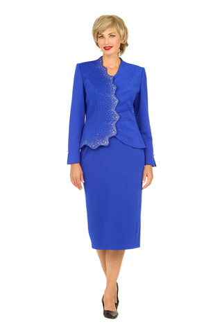 Giovanna G1320 royal blue scuba skirt suit