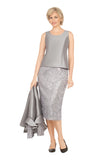 Giovanna G1321 steel sequin skirt suit
